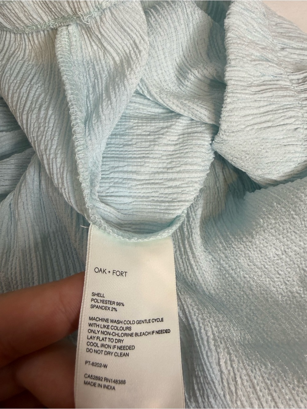 Oak + Fort Light Blue Crinkle Wide Leg Pants Semi Sheer - Picture 12 of 12